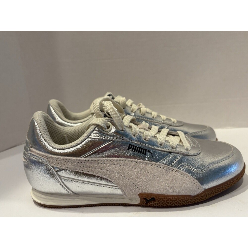PUMA Bella Donna low-top lifestyle sneakers in a metallic silver finish 6.5